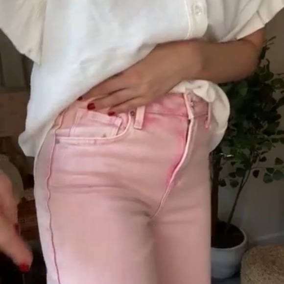 **SOLD**. NWT SZ 9 RISEN **PRICE DROP** hi waste cropped jeans acid pink - Picture 6 of 8